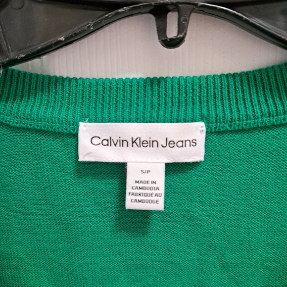 Calvin Klein Jeans V-Neck Sweater Women's Small Green Colorful Knit Top NWT - Picture 7 of 12